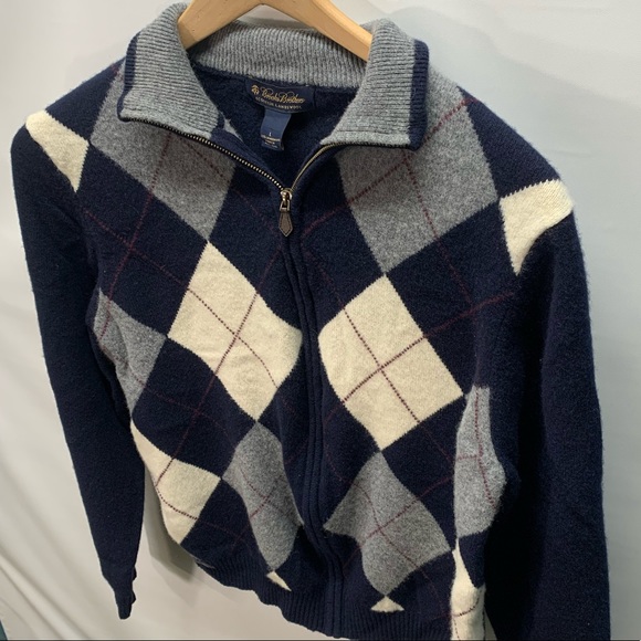 Brooks Brothers Lambswool Full Zip Sweater Size L - Picture 5 of 6